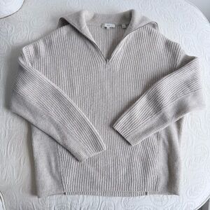 Vince Half Zip Ribbed Wool & Cashmere Sweater